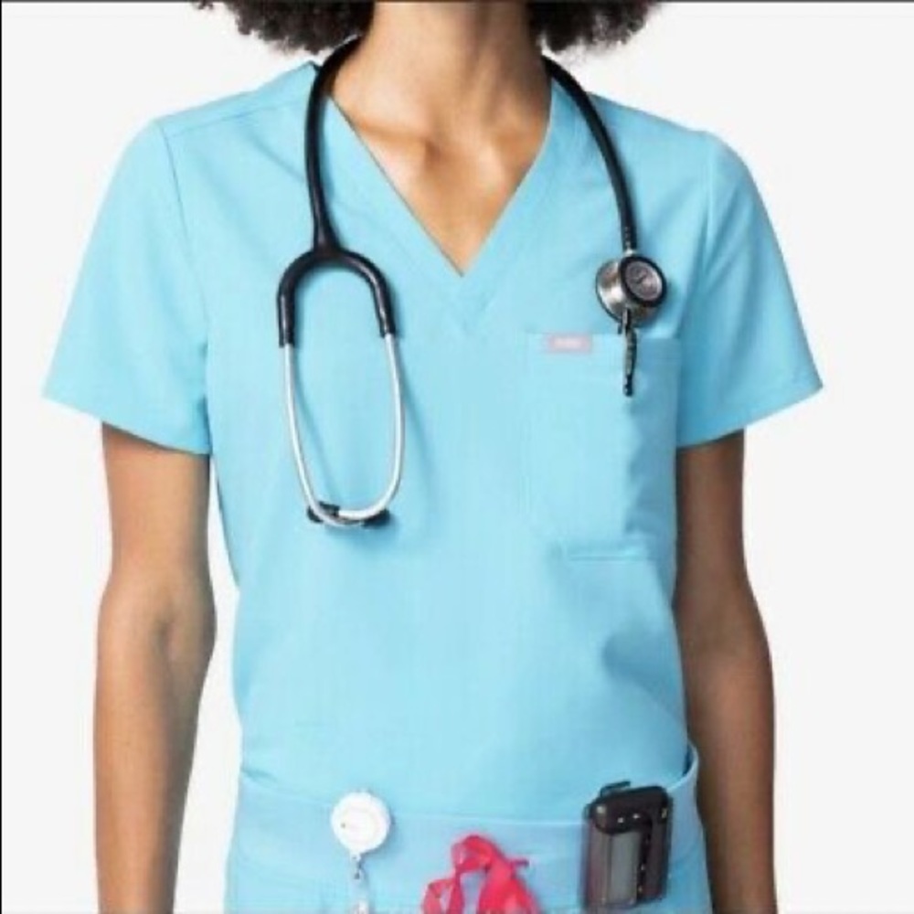 Figs Catarina scrub top neon blue xxs